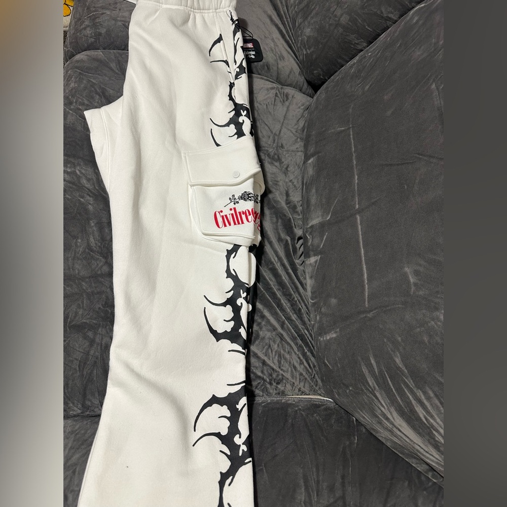 Civil Regime White sweatpants venom collab